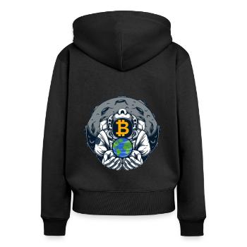 Bitcoin to the Moon - Sweat à capuche zippé Premium bio Femme - noir - Dos - Julia (174cm)