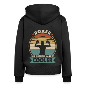 Boxer like a normal man but cooler - Women's Premium Organic Zip Hoodie - black - Back - Julia (174cm)