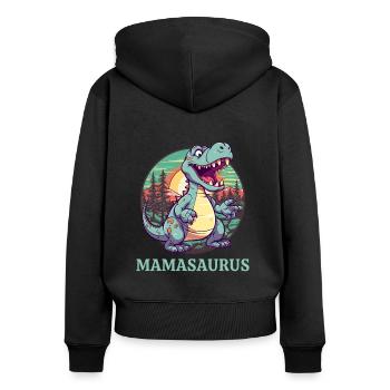 Mamasaurus Mama Muttertag - Frauen Premium Bio Zip Hoodie - Schwarz - Hinten - Julia (174cm)