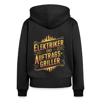 Elektriker und Auftragsgriller - Frauen Premium Bio Zip Hoodie - Schwarz - Hinten - Julia (174cm)