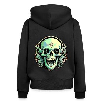 Crâne - Sweat à capuche zippé Premium bio Femme - noir - Dos - Julia (174cm)