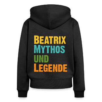Mythos Beatrix die Legende Vorname Beatrix - Frauen Premium Bio Zip Hoodie - Schwarz - Hinten - Julia (174cm)