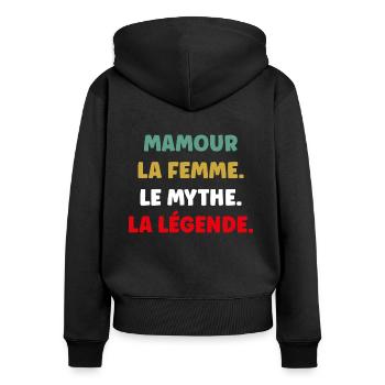 Mamour la femme le mythe - Sweat à capuche zippé Premium bio Femme - noir - Dos - Julia (174cm)
