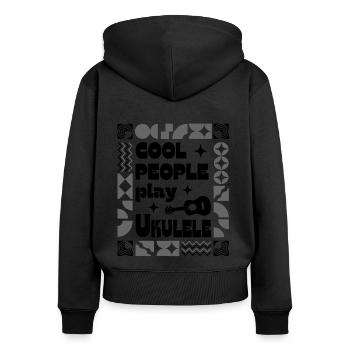 Cool people play Ukulele schwarz - Frauen Premium Bio Zip Hoodie - Schwarz - Hinten - Julia (174cm)