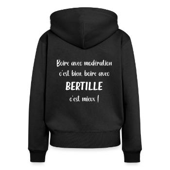 Boire avec bertille - Sweat à capuche zippé Premium bio Femme - noir - Dos - Julia (174cm)