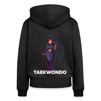 Taekwondo-girl Kampfkunst geisha "tae kwon do" - Frauen Premium Bio Zip Hoodie - Schwarz - Hinten - Julia (174cm)