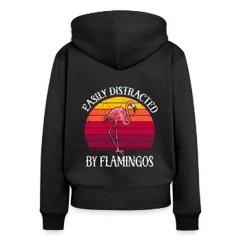 Flamingo Spirit Animal Flamingo Lover - Women's Premium Organic Zip Hoodie - black - Back - Julia (174cm)