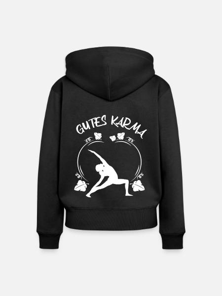 Yoga - Frauen Premium Bio Zip Hoodie - Schwarz