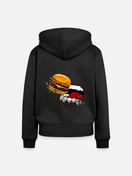 Burger - Frauen Premium Bio Zip Hoodie - Schwarz