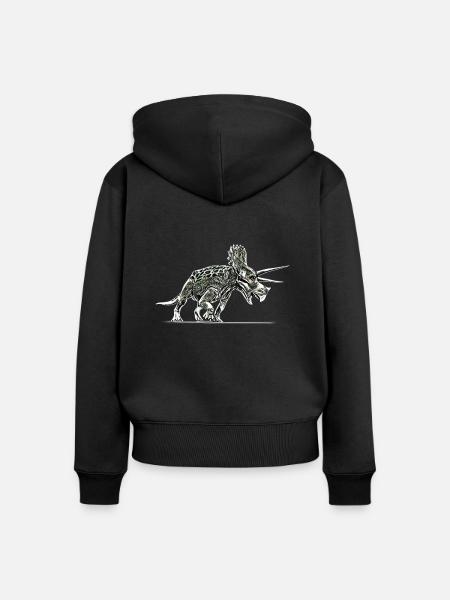 Triceratops - Frauen Premium Bio Zip Hoodie - Schwarz
