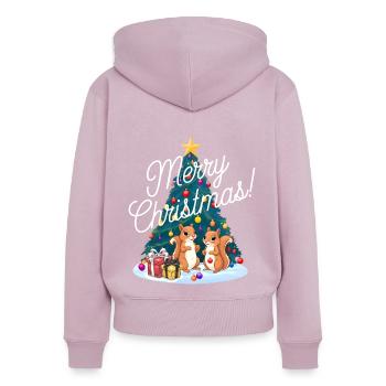 Eichhörnchen Weihnachten Tannenbaum Weihnachtsbaum - Frauen Premium Bio Zip Hoodie - Altrosa - Hinten - Julia (174cm)