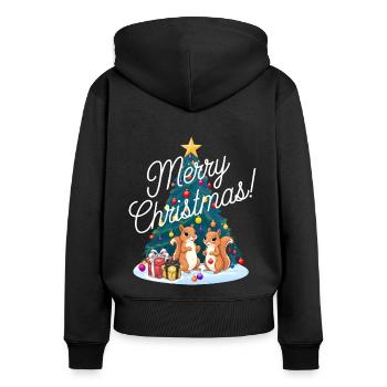 Squirrel Christmas Tree Christmas Tree - Women's Premium Organic Zip Hoodie - black - Back - Julia (174cm)