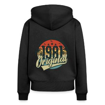 Original 1981 Jahrgang Vintage Geburtstag - Frauen Premium Bio Zip Hoodie - Schwarz - Hinten - Julia (174cm)