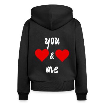 You & Me - Women's Premium Organic Zip Hoodie - black - Back - Julia (174cm)