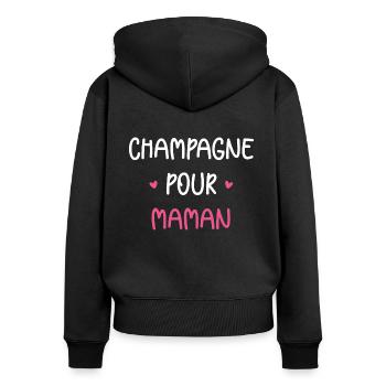 pour maman - Sweat à capuche zippé Premium bio Femme - noir - Dos - Julia (174cm)