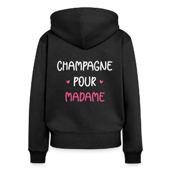 pour madame - Sweat à capuche zippé Premium bio Femme - noir - Dos - Julia (174cm)