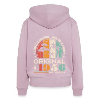 Oldtimer Baujahr 1956 Geboren Jahrgang Geburtstag - Frauen Premium Bio Zip Hoodie - Altrosa - Hinten - Julia (174cm)