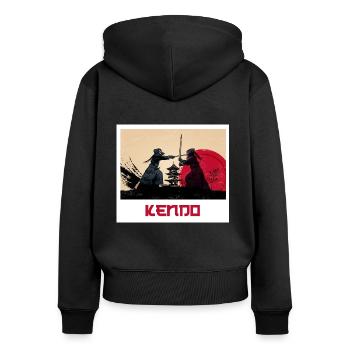 Kendo Swordplay - Women's Premium Organic Zip Hoodie - black - Back - Julia (174cm)