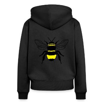 Biene - Frauen Premium Bio Zip Hoodie - Schwarz - Hinten - Julia (174cm)