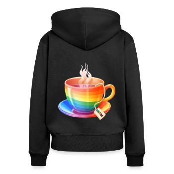 LGBTQIA+ LGBTQ LGBT Gay Pride LGBTea - Frauen Premium Bio Zip Hoodie - Schwarz - Hinten - Julia (174cm)