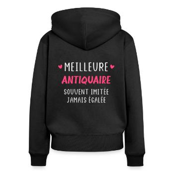 Meilleure antiquaire - Sweat à capuche zippé Premium bio Femme - noir - Dos - Julia (174cm)