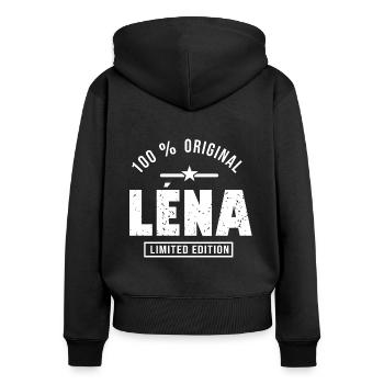 Léna benutzerdefinierten Vorname Léna - Frauen Premium Bio Zip Hoodie - Schwarz - Hinten - Julia (174cm)