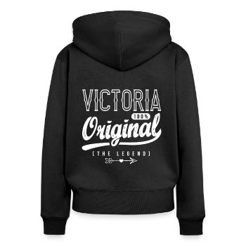 Victoria shirt personalized name victoria - Women's Premium Organic Zip Hoodie - black - Back - Julia (174cm)