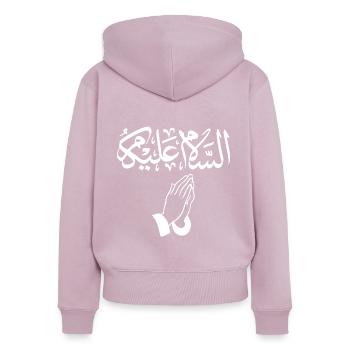 Salam Alaykum Arabic Calligraphy Muslim - Frauen Premium Bio Zip Hoodie - Altrosa - Hinten - Julia (174cm)