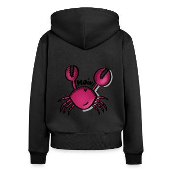 Krabbe Moin - Frauen Premium Bio Zip Hoodie - Schwarz - Hinten - Julia (174cm)