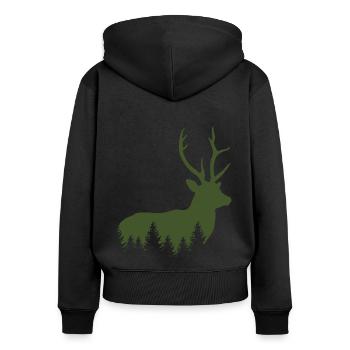Jäger Bergsteiger Wanderer Hirsch - Frauen Premium Bio Zip Hoodie - Schwarz - Hinten - Julia (174cm)