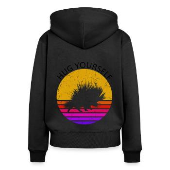 Stachelschweine Designs für Tierliebhaber Nagetier - Frauen Premium Bio Zip Hoodie - Schwarz - Hinten - Julia (174cm)