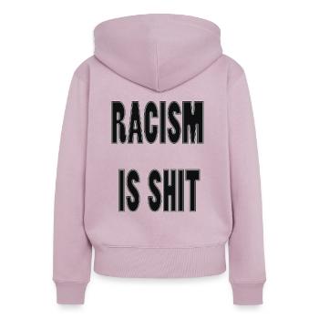 Rassismus ist Scheiße - Frauen Premium Bio Zip Hoodie - Altrosa - Hinten - Julia (174cm)