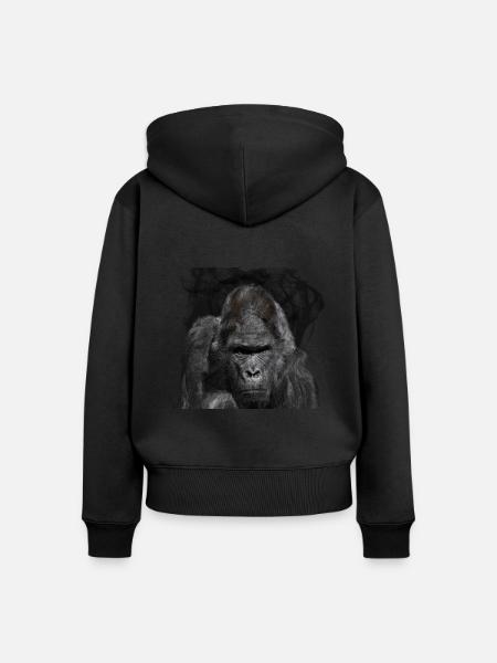 Gorilla - Frauen Premium Bio Zip Hoodie - Schwarz