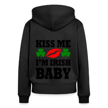 kiss me im irish baby - Women's Premium Organic Zip Hoodie - black - Back - Julia (174cm)