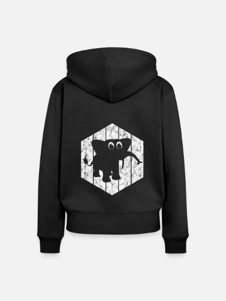 Elefanten Elefant für Kinder - Frauen Premium Bio Zip Hoodie - Schwarz