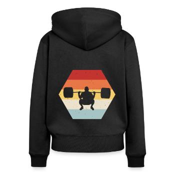 Musculation Bodybuilder GYM Fitnessstudio Retro - Sweat à capuche zippé Premium bio Femme - noir - Dos - Julia (174cm)