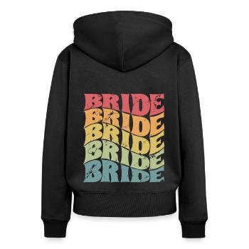 Retro Bride Matching Mariage Couple Fiançailles - Sweat à capuche zippé Premium bio Femme - noir - Dos - Julia (174cm)