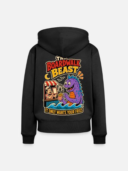 Boardwalk Beast – Lustiges Pommes-Monster - Frauen Premium Bio Zip Hoodie - Schwarz