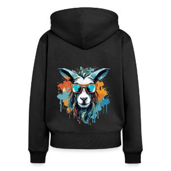 Party Bock aux couleurs vives - Sweat à capuche zippé Premium bio Femme - noir - Dos - Julia (174cm)