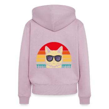Retro Katze | Katzenliebhaber | Geschenk Katzenfan - Frauen Premium Bio Zip Hoodie - Altrosa - Hinten - Julia (174cm)