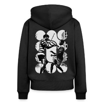 Symphonie Urbaine Dynamique - Sweat à capuche zippé Premium bio Femme - noir - Dos - Julia (174cm)