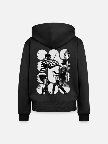 Dynamische urbane Symphonie - Frauen Premium Bio Zip Hoodie - Schwarz