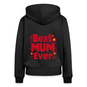Best Mom Forever - Cadeau de fête des mères - Sweat à capuche zippé Premium bio Femme - noir - Dos - Julia (174cm)