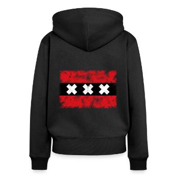 Amsterdam Vintage - Frauen Premium Bio Zip Hoodie - Schwarz - Hinten - Julia (174cm)
