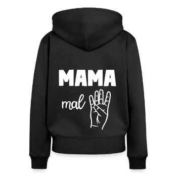 Mama Mal Vier - Frauen Premium Bio Zip Hoodie - Schwarz - Hinten - Julia (174cm)