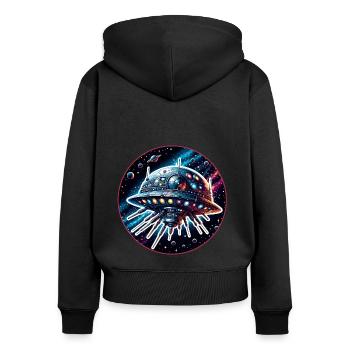 Fantastique vaisseau spatial araignée dans l’espace - Sweat à capuche zippé Premium bio Femme - noir - Dos - Julia (174cm)
