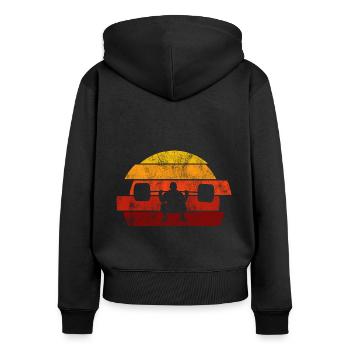 Musculation Bodybuilder GYM Fitnessstudio Retro - Sweat à capuche zippé Premium bio Femme - noir - Dos - Julia (174cm)
