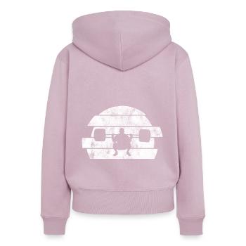 Musculation Bodybuilder GYM Fitnessstudio Retro - Sweat à capuche zippé Premium bio Femme - rose poudré - Dos - Julia (174cm)