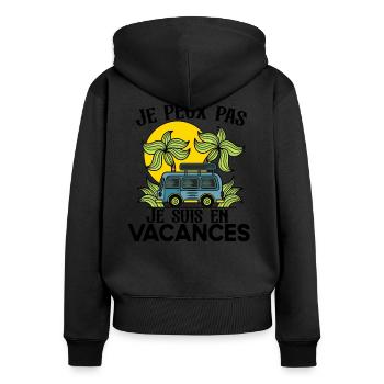 Vacances été plage Je peux pas cadeau humour - Sweat à capuche zippé Premium bio Femme - noir - Dos - Julia (174cm)