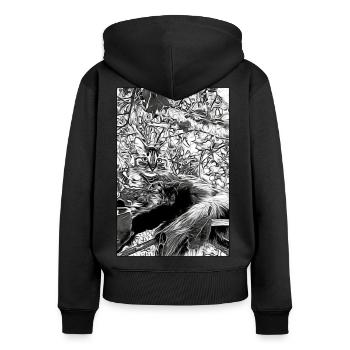 chat dans l arbre - Sweat à capuche zippé Premium bio Femme - noir - Dos - Julia (174cm)